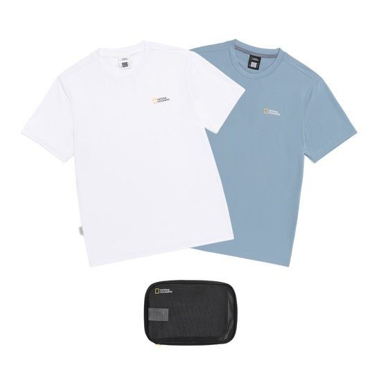 내셔널지오그래픽 N265UPA910 유니 메이스 기능성 2PACK 반팔 티셔츠 STEEL BLUE 2148226