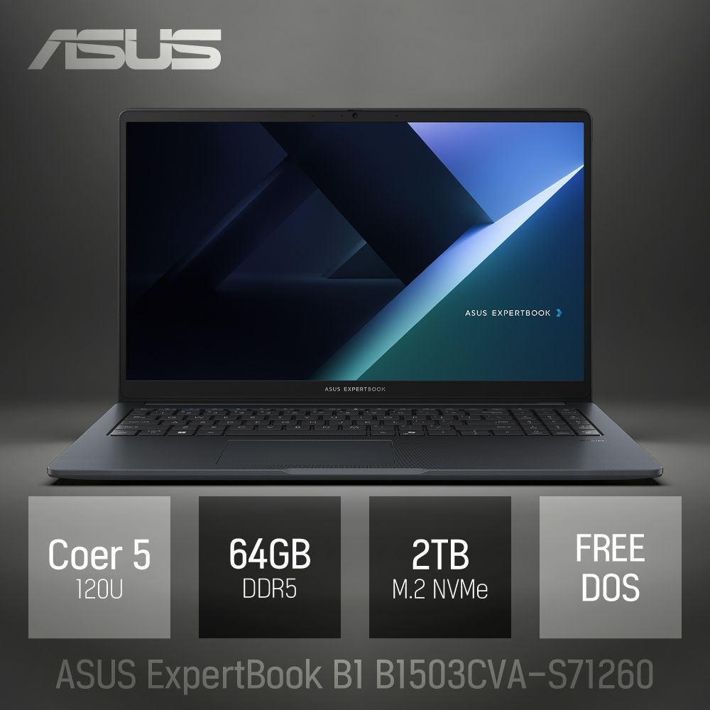 ASUS ⓒ ASUS ExpertBook B1 B1503CVA-S71260 64GB 2TB / 15.6인치 고성능 포토샵 편집 업무용 추천 노트북