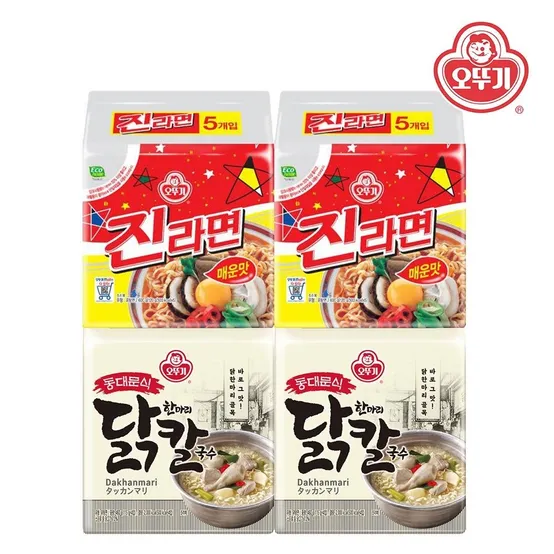 오뚜기 동대문식 닭한마리칼국수 (115GX4)x2팩+진라면 매운맛(120GX5)x2팩