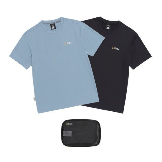 내셔널지오그래픽 N265UPA910 유니 메이스 기능성 2PACK 반팔 티셔츠 STEEL BLUE 2 2148206