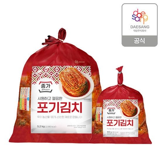 종가 중부식 포기김치 5.2kg + 포기김치(중부식) 900g 1009011