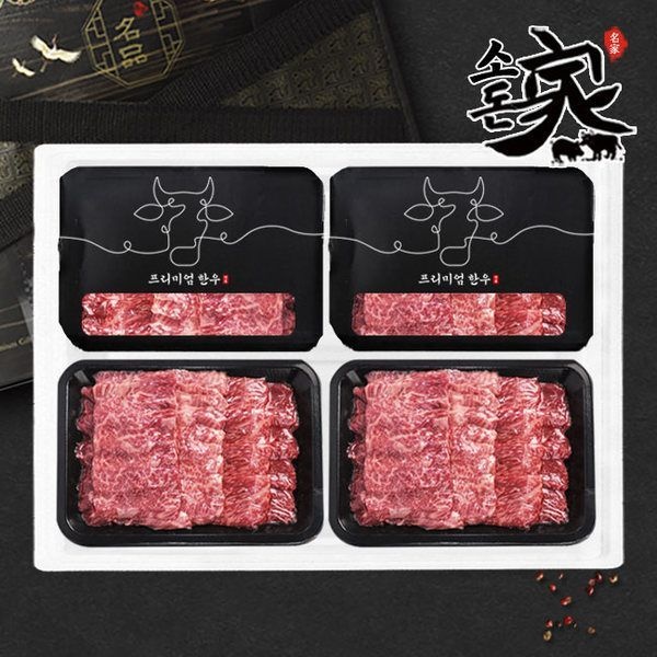 소돈가1++ 투뿔한우 구이 모듬 선물세트(400gx4)1.6kg