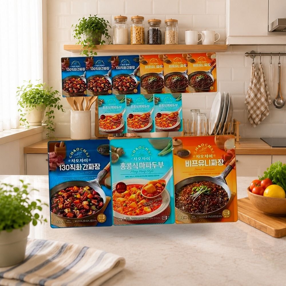 차오차이 홍콩식마파두부 180g 4개 + 비프유니짜장 180g 4개 + 130 직화간짜장 180g 4개
