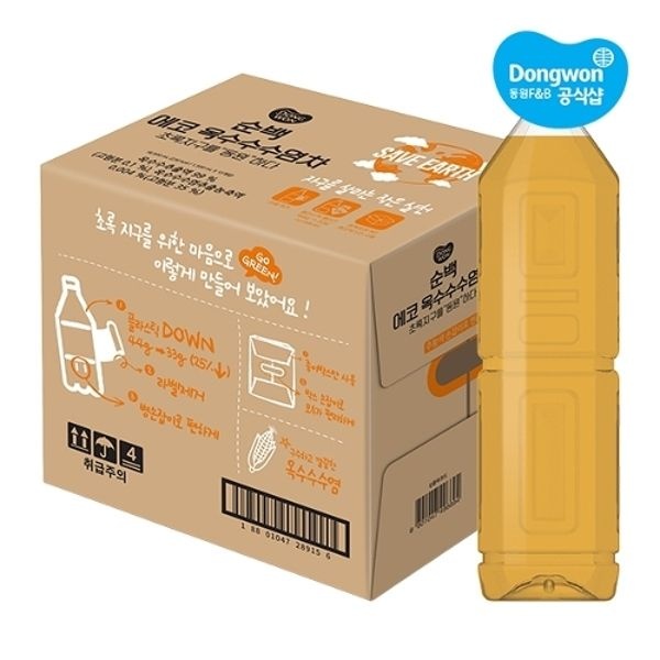 [동원] 순백 에코 옥수수수염차 무라벨 1.5L x 12개