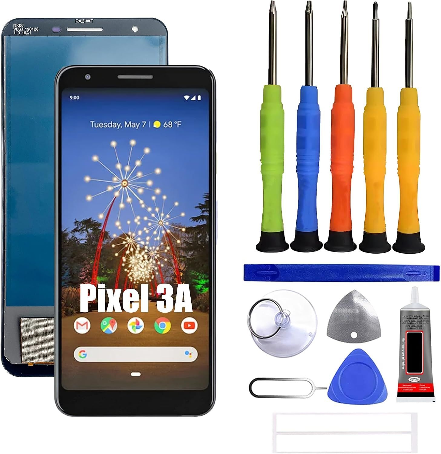 [해외] Pixel 3A 화면용 VUXYIT-X TFT LCD 디스플레이 팬탈라 터치 교체용 | Google 디지타이저 [지문 인식 미지원] 수리 키트 포함