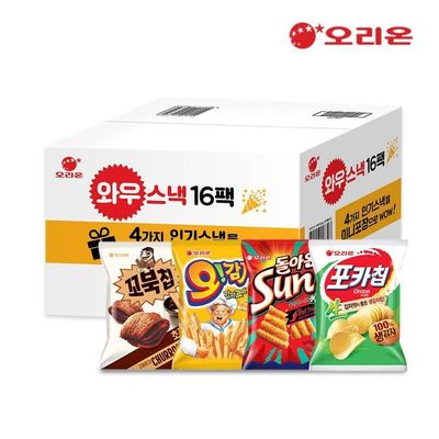 오리온 와우스낵 (미니과자4종16팩세트) / 포카칩 꼬북칩 오감자 썬 과자
