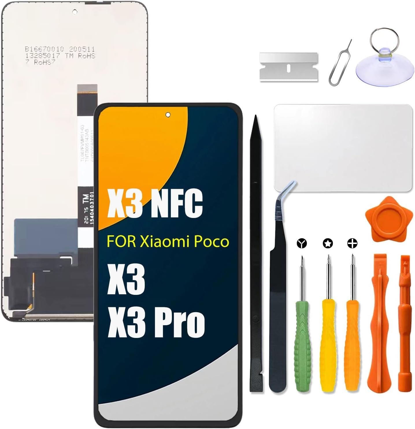 [해외] Xiaomi MZB07Z0용 Poco X3 | Pro NFC LCD 화면 교체용IN M2007J20CI M2102J20SG M2007J20CG 터치 스크린 디지타이저 조립체 디스플레이