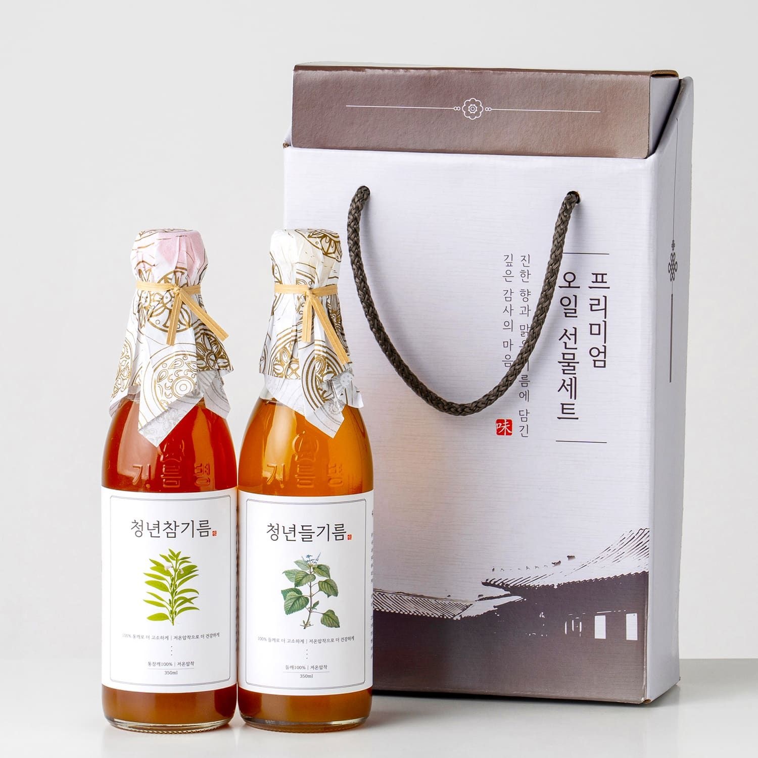 (현대Hmall) [전라도 청년] 저온압착 100% 청년 참기름350ml+들기름350ml 선물세트
