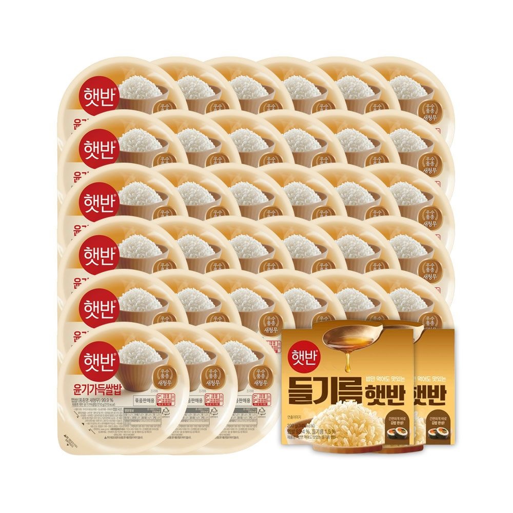 햇반 윤기가득쌀밥 210g x33개 + 들기름햇반 200g x2개