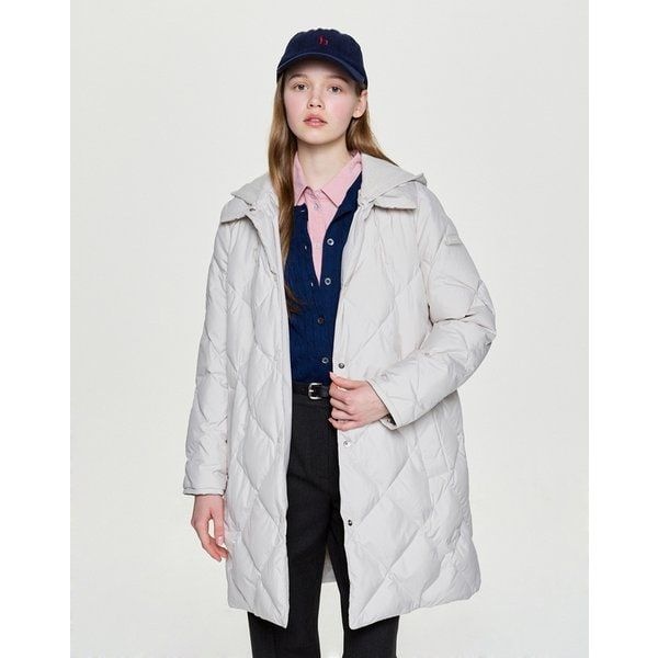 헤지스레이디스 [25FW 니트후드 롱 구스 자켓 점퍼 라이트베이지 HSJU5D012I1 518374