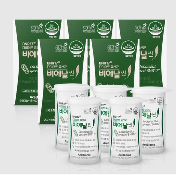 비에날씬 BNR17 다이어트 유산균 400mg x 60캡슐 X 5박스