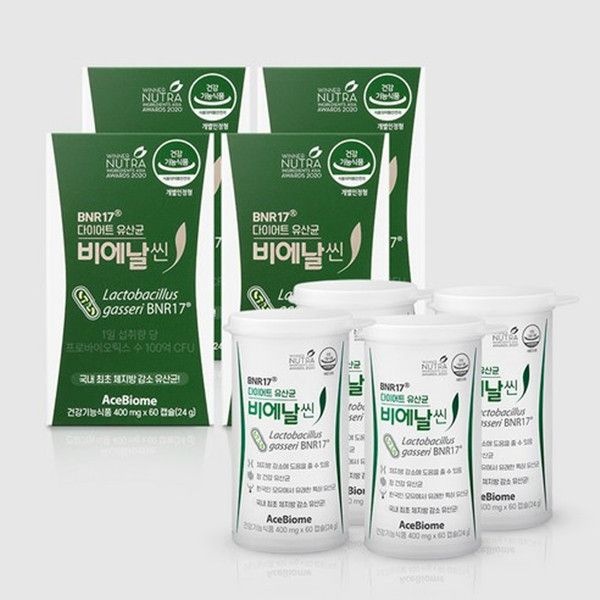 비에날씬 BNR17 다이어트 유산균 400mg x 60캡슐 X 4박스