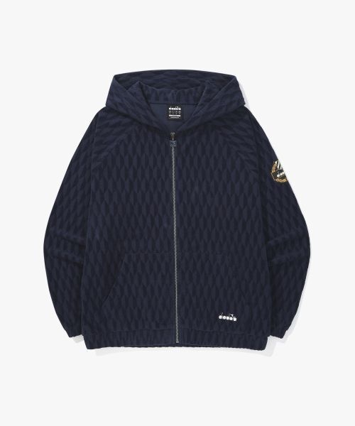 디아도라 테리 자카드 후드집업 자켓 NAVY