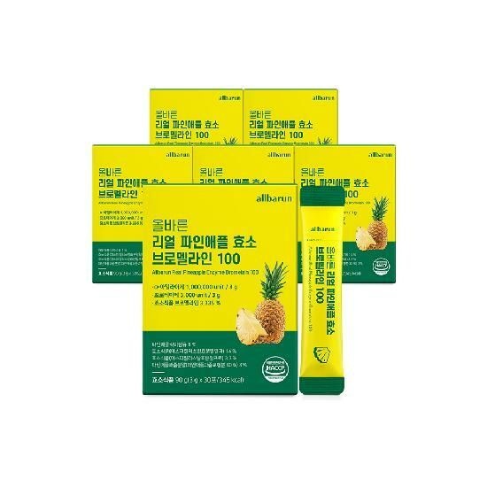 [100만 역가] 올바른 리얼 파인애플 효소 브로멜라인 100 30포 6박스(총 180포...