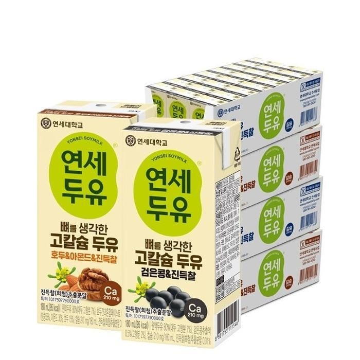 연세 뼈를 생각한 고칼슘 두유 진득찰 검은콩+호두아몬드180ml X 96팩