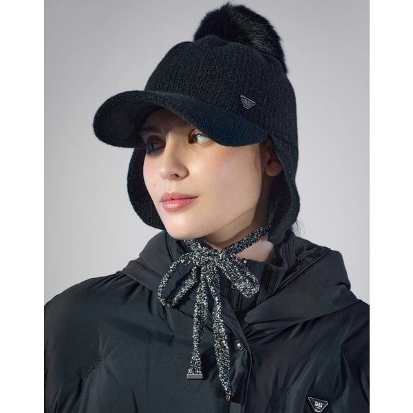 닥스골프 [25FW [PREMIUM 블랙 메탈사 FUR 방울 니트캡 DNHE5F754BK 518073