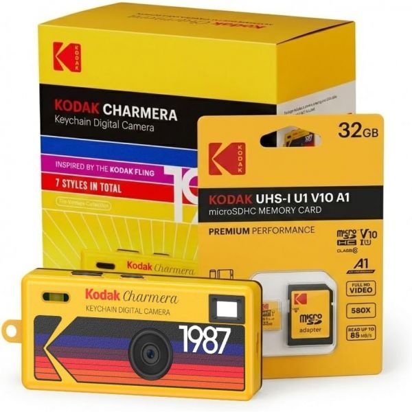 KODAK [해외] 코닥 차메라 키체인 디지털 카메라 랜덤 디자인 블라인드 박스 1대 32GB 메모리 카드 세트 2개입 311915