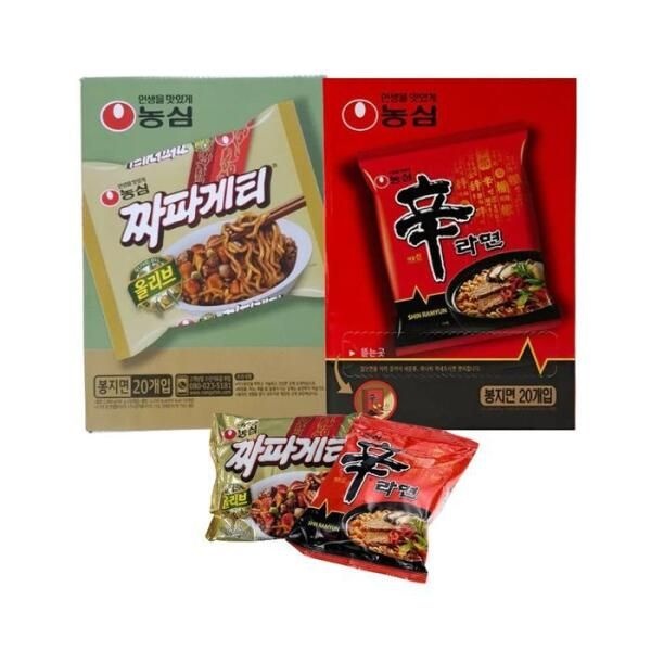 [셀러허브 식품] 농심 올리브짜파게티 140g x20개 + 신라면 120g x20개 (총40개)