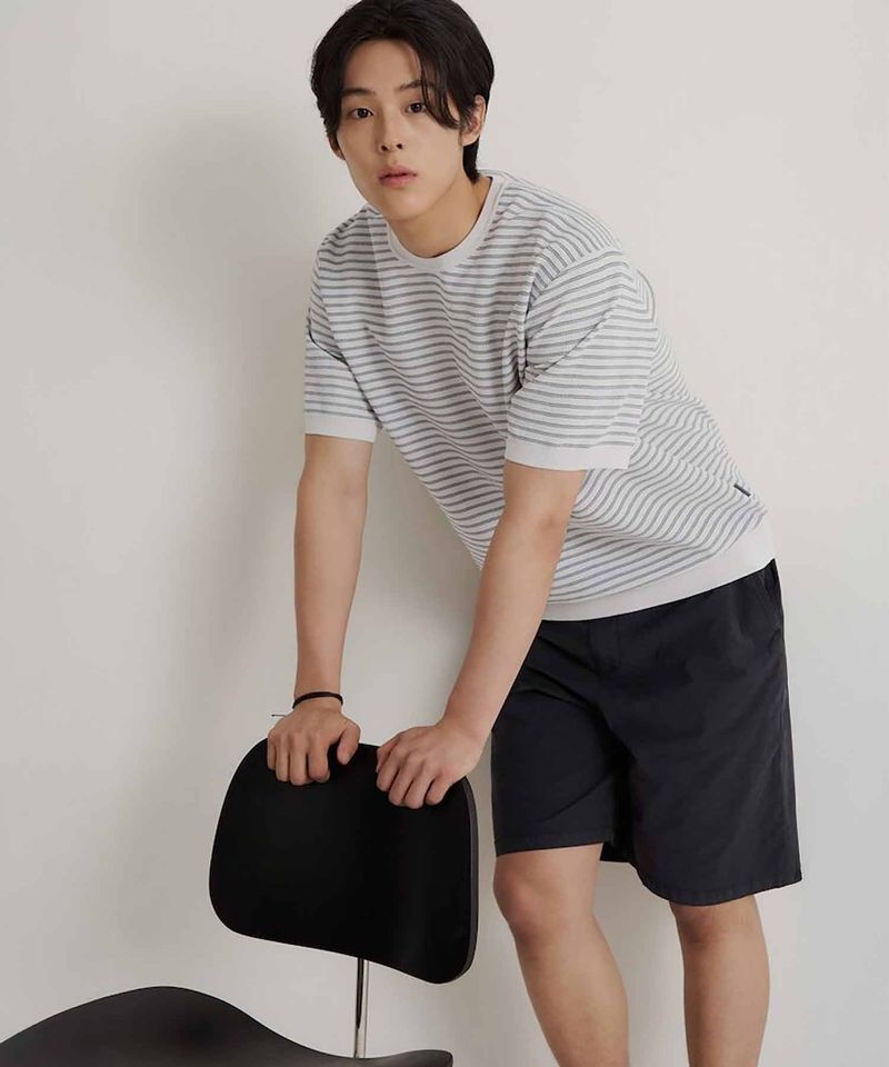 <매장정품> BEANPOLE 빈폴 MEN 젠틀테크 캐주얼 핀스트라이프 라운드 니트 라이트 그레이 BC6551C902 2074472