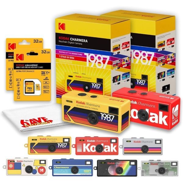 KODAK [해외] 코닥 차메라 키체인 디지털 카메라 블라인드 박스 2개입 여행 셀카 일상 추억 포켓 레트로 KDKRK0601 32GB microSD 카드
