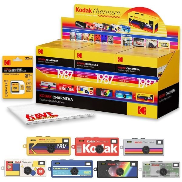 KODAK [해외] 코닥 차메라 키체인 디지털 카메라 6개입 블라인드 박스 세트 선물 파티 로우파이 사진 촬영 미니 레트로 RK0602 32G