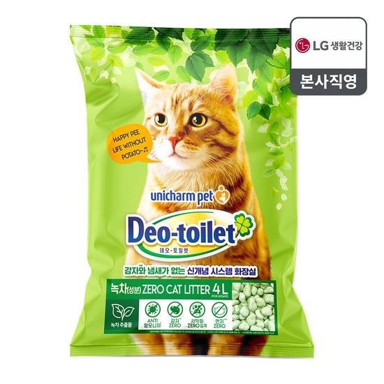 유니참펫 LG 데오토일렛 감자&사막화 Zero 고양이모래 4L 그린티