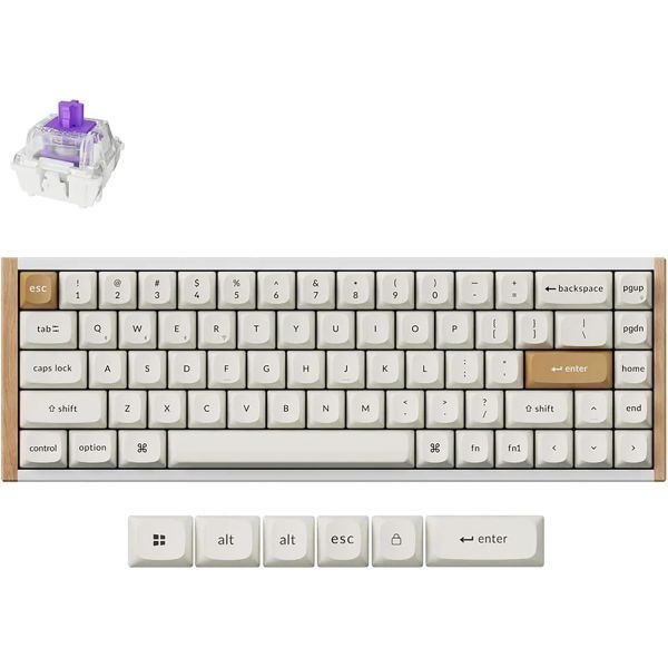 Keychron [해외] Keychron 키크론 K6 HE 65% 무선 기계식 키보드 2.4GHz 블루투스 Gateron 더블 레일 마그네틱 스위치 이중 사출 PBT 키캡 알