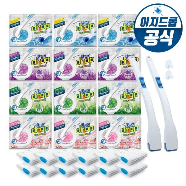 이지드롭 [이지드롭] 변기크리너 핸들 2개+리필 12팩(향 4종)+걸이 2개+사은품 1팩 (총 156회분)
