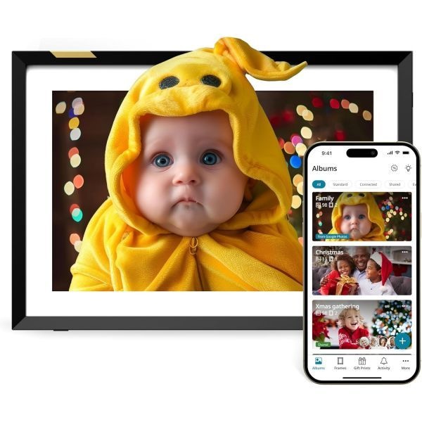 Nixplay [해외] Nixplay AI 강화 디지털 액자 놀라운 HD 터치스크린 디스플레이 선물용으로 완벽한 자동 회전 기능 이메일 또는 앱을