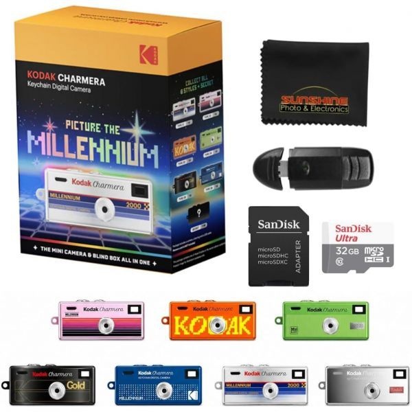 KODAK [해외] 코닥 차메라 밀레니엄 에디션 키체인 디지털 카메라 블라인드 박스 세트 32GB 샌디스크 microSD 카드 USB 리더기 SD 어