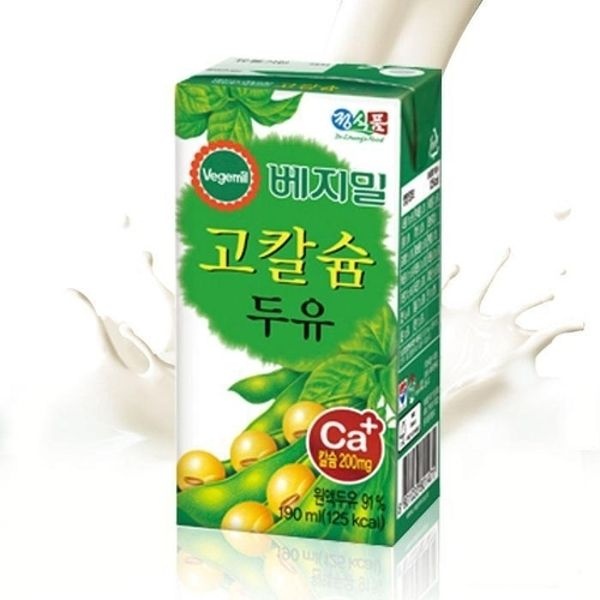 베지밀 고칼슘 두유 플레인, 190ml, 48개
