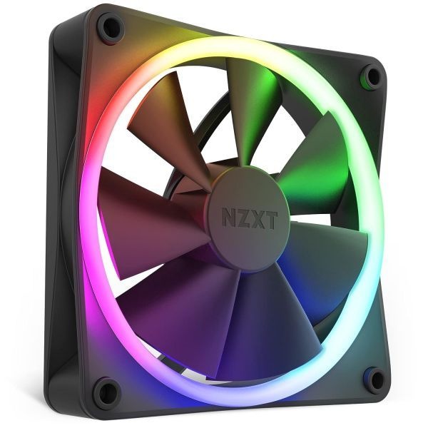 NZXT [해외] NZXT F120 RGB 120mm PWM PC 팬 높은 풍량 저소음 유체 동압 베어링 단품 CAM 소프트웨어용 컨트롤러 필요 LED 18개 블랙 2571