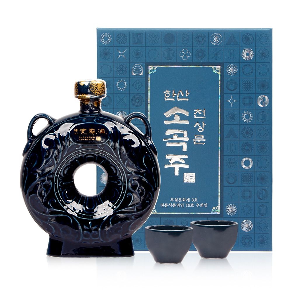 한산소곡주 우희열 명인 천상문 세트 18도 500ml 잔2 찹쌀약주