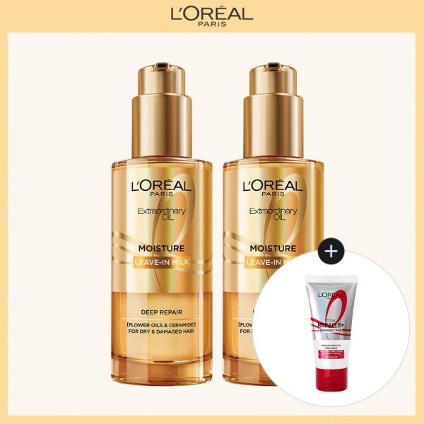 [로레알파리] 엑스트라오디네리 오일 헤어 밀크 90ml 2개 (증)데일리 손상 헤어팩 50ml
