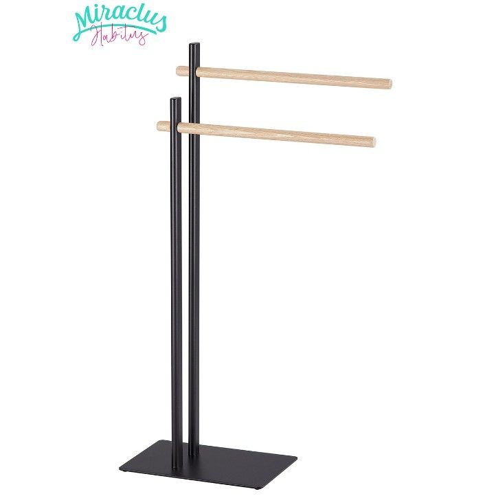 홈앤오피스 MU스탠딩수건걸이(Wood+ BK2단)