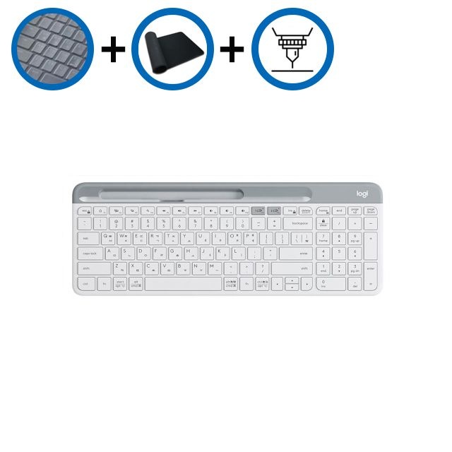 키스킨+장패드+각인서비스 로지텍 K580 무선 블루투스 미니 키보드 화이트