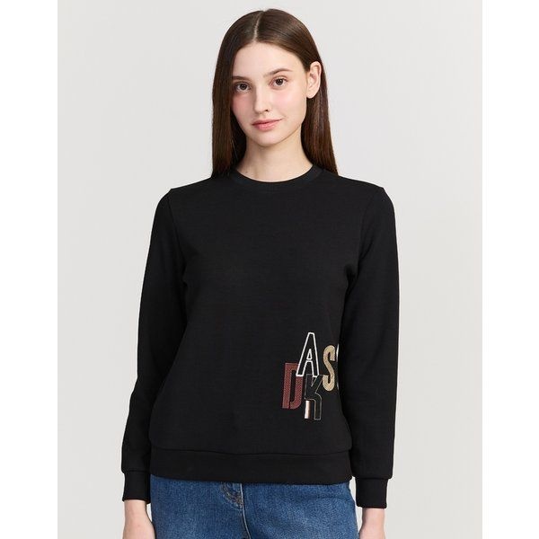 닥스골프 [25FW [ONLINE EXCLUSIVE 블랙 로고 포인트 라운드 스웻셔츠 DNTS5D920BK 514263