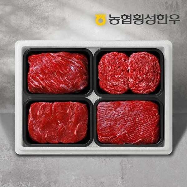 농협횡성한우 [농협횡성한우][농협횡성한우]  1등급 하누리정육세트 2호 1.6kg (국거리1팩+산적1팩+불고기1팩+장조림1팩) /팩당400g