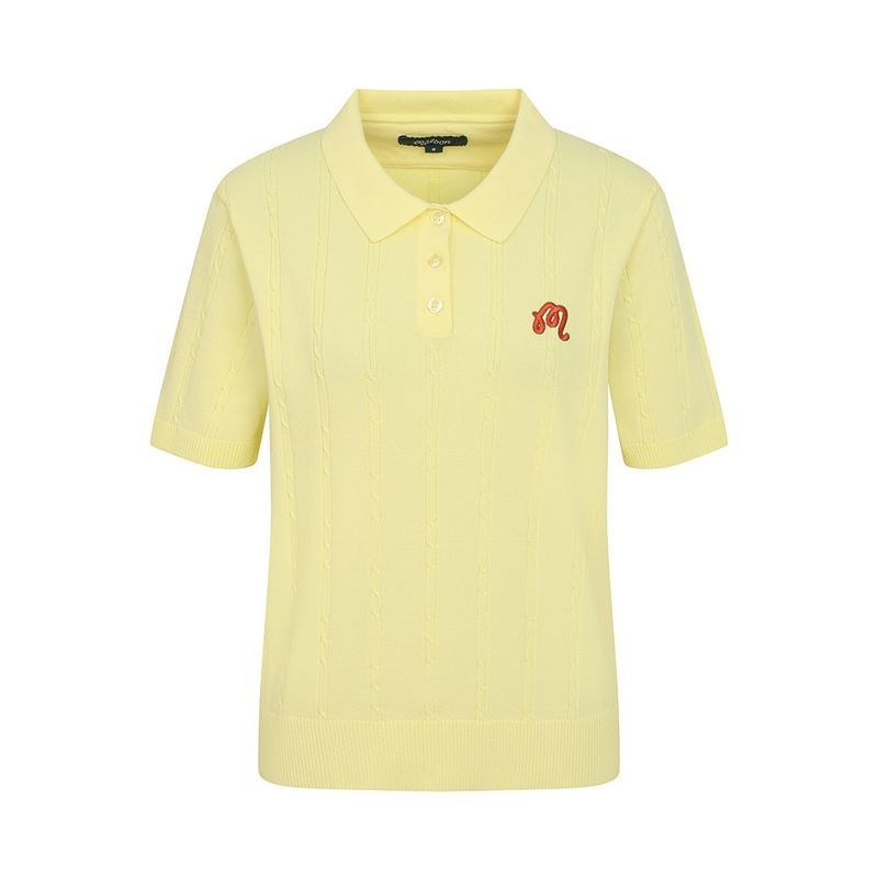 <매장정품> MALBON GOLF 말본골프 M 체인케이블패턴 캐주얼 반팔 니트 LEMON YELLOW (WOMAN) M6222LKT51LEM 2017492