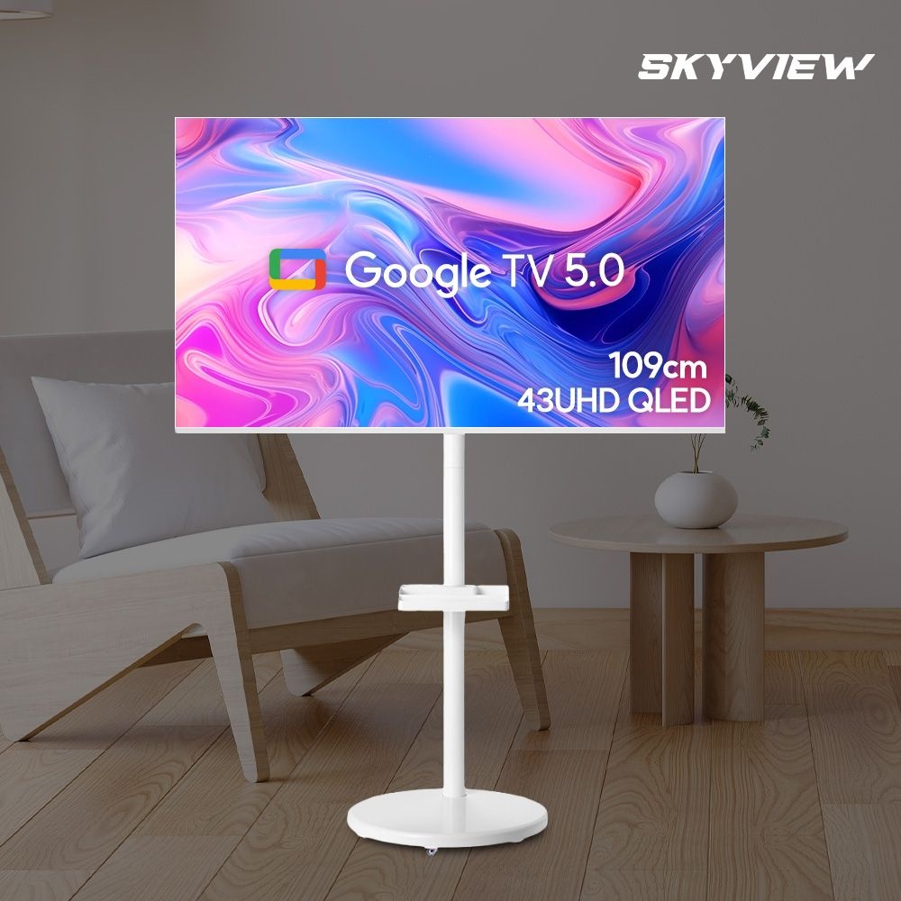 스카이뷰 화이트에디션 삼탠바이미 109cm(43인치) 4K UHD QLED 스마트 이동식 TV 중소바이미 삼텐바이미