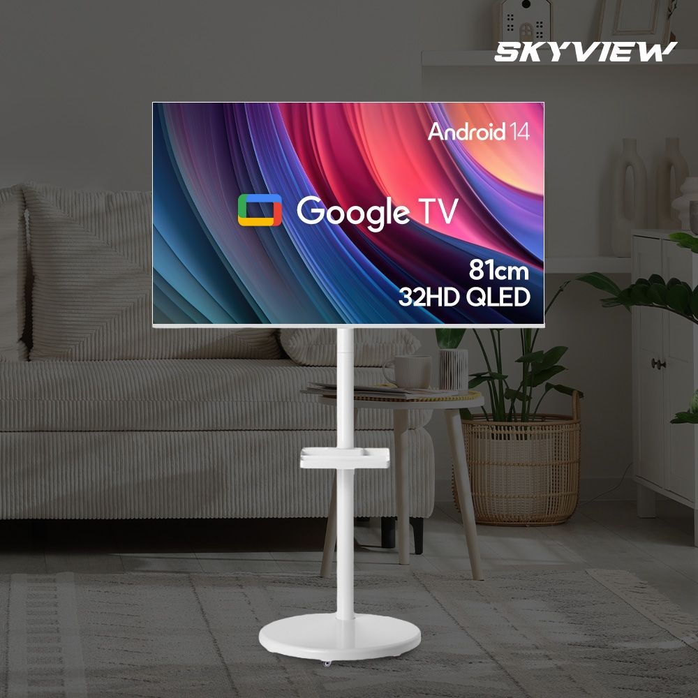 스카이뷰 화이트에디션 삼탠바이미 81cm(32인치) HD QLED 스마트 이동식 TV 중소바이미 삼텐바이미
