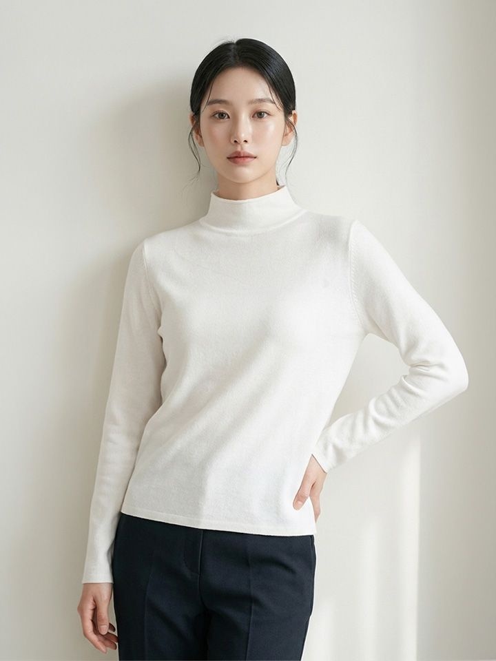 올리비아 하슬러 올리비아하슬러 슬림핏 롤반넥 니트탑_OHDSSW102