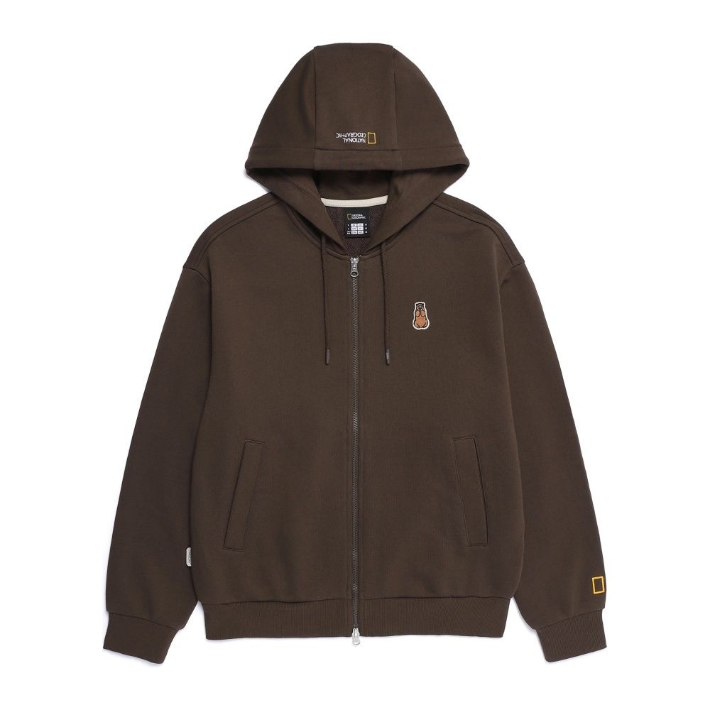 내셔널지오그래픽 [공식] N253UFT010 동물 와펜 후드 집업 BROWN