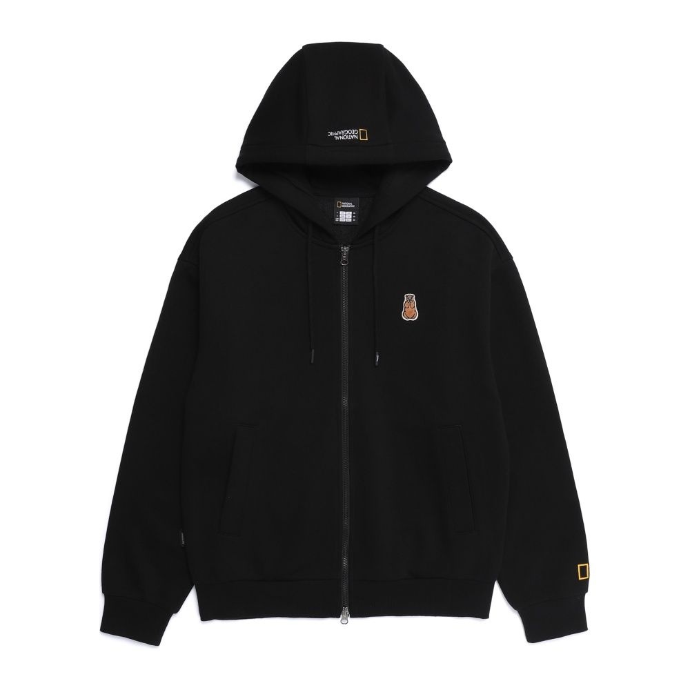내셔널지오그래픽 [공식] N253UFT910 동물 와펜 후드 집업 BLACK