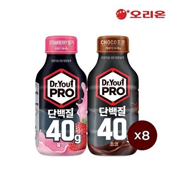 오리온 [오리온]닥터유프로 단백질드링크 40g 딸기 (350ml) x 8개 + 닥터유프로 단백질드링크 40g 초코 (350ml) x 8개