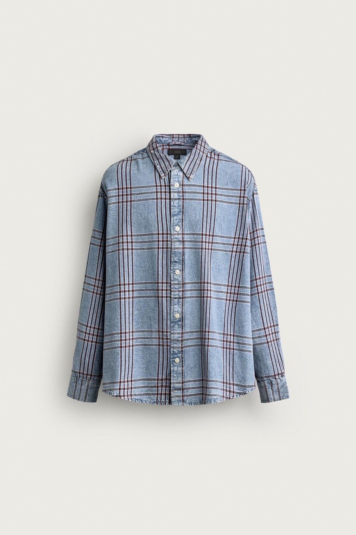 자라 체크 릴렉스핏 긴팔 데님 셔츠 6987/352/406 LIGHT BLUE