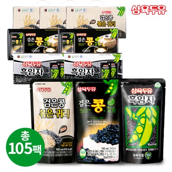 삼육두유 [삼육두유] 검은콩귀리두유45팩+검은콩과칼슘30팩+흑임자30팩(총105팩)