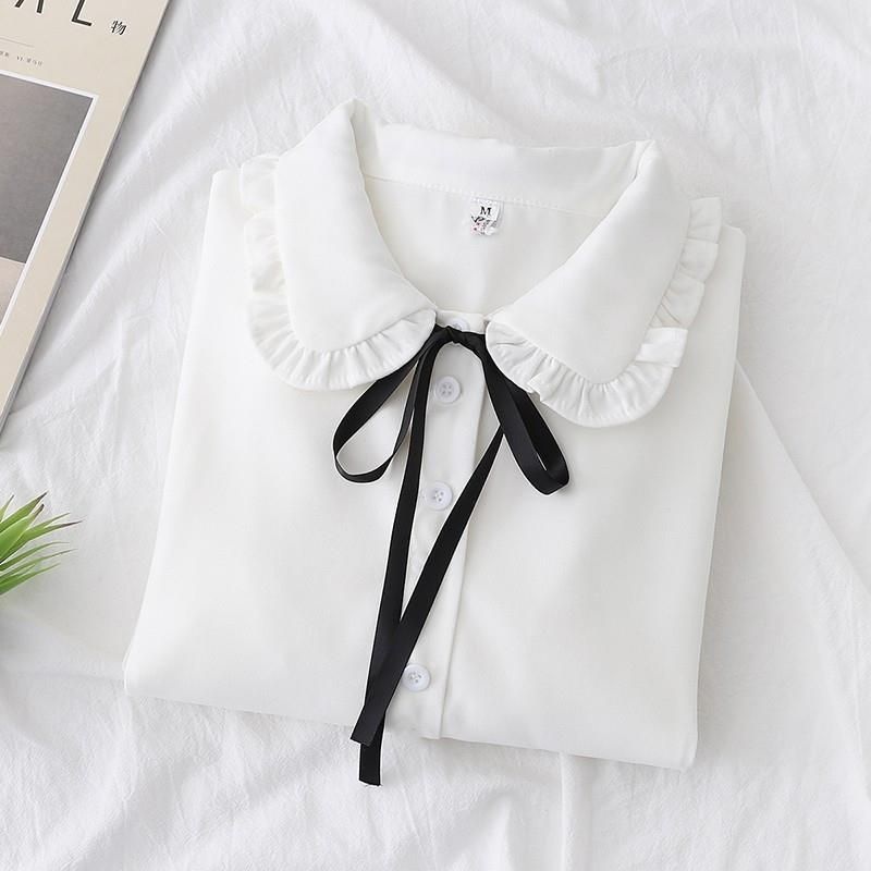 프릴카라블라우스(끈포함) 어린이 블라우스 화이트 셔츠 합창 단체 행사 핑크 화이트 여아 초등생 유아 블라우스
