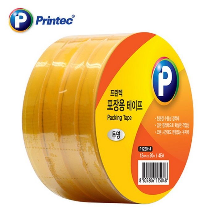 [오늘출발] 오피스디포 포장용테이프 투명OPP 4EA P1220-4 12mmx20m 프린텍