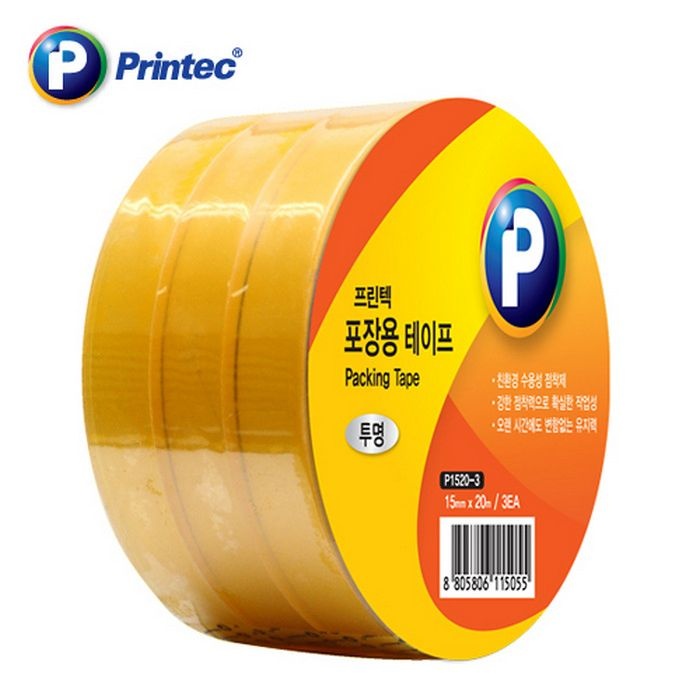 [오늘출발] 오피스디포 포장용테이프 투명OPP 3EA P1520-3 15mmx20m 프린텍